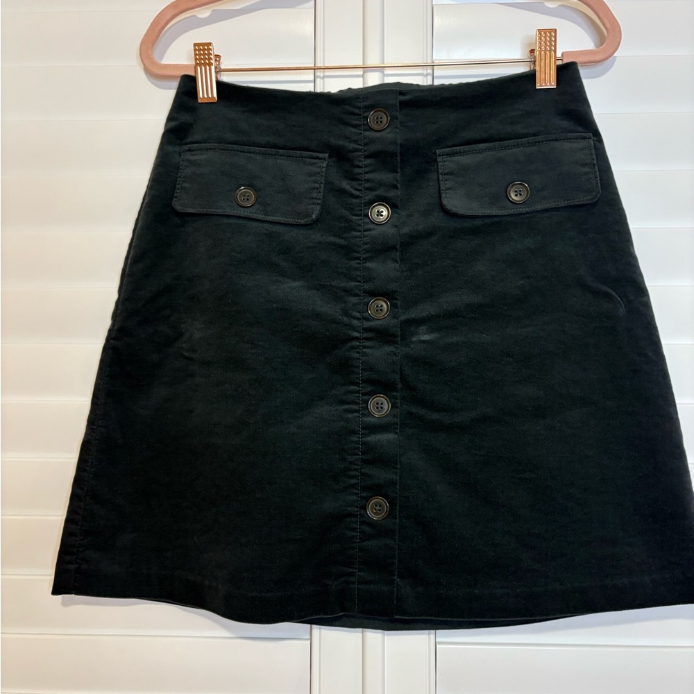 Banana Republic Dark Green Button-Down A-Line Skirt
